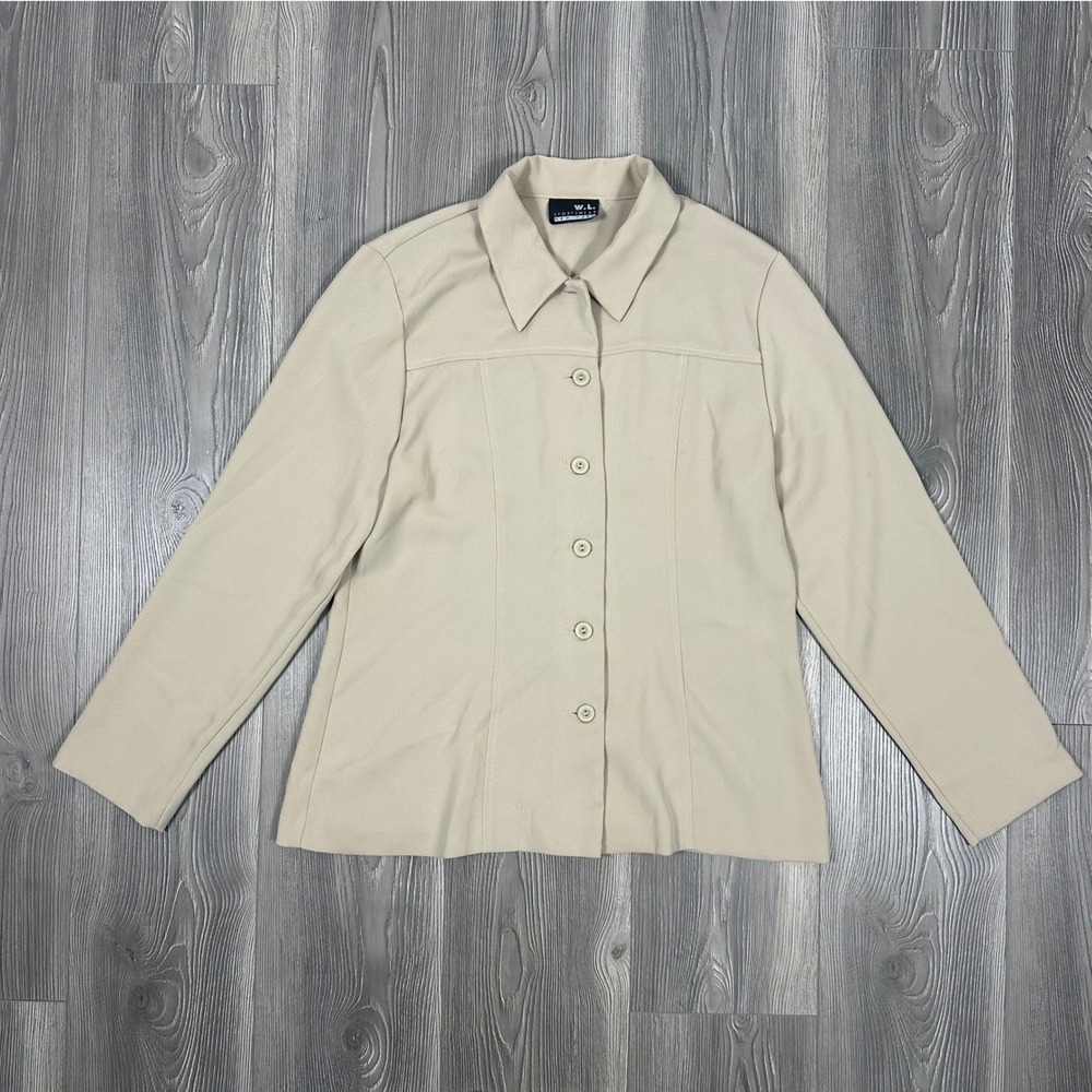 Vintage Tan Button Down Shirt/Jacket - SIZE‎ L Neutral Casual Minimalist